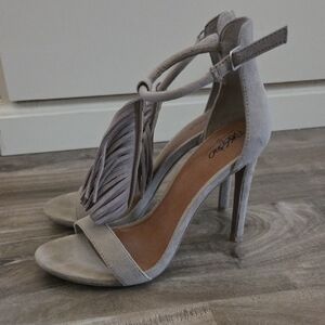 Elegant Gray Suede High Heels-7.5